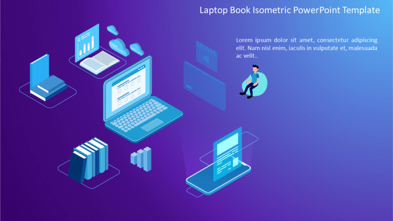 Laptop Book Isometric PowerPoint Template & Google Slides Theme