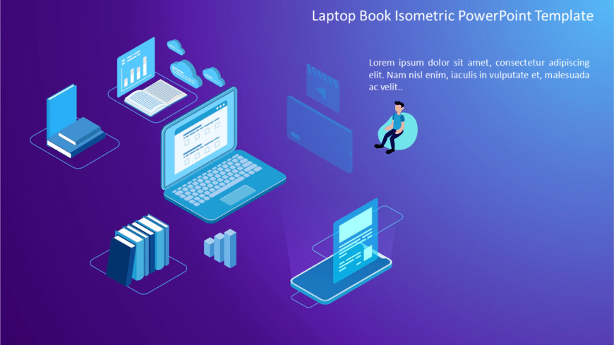 Laptop Book Isometric PowerPoint Template