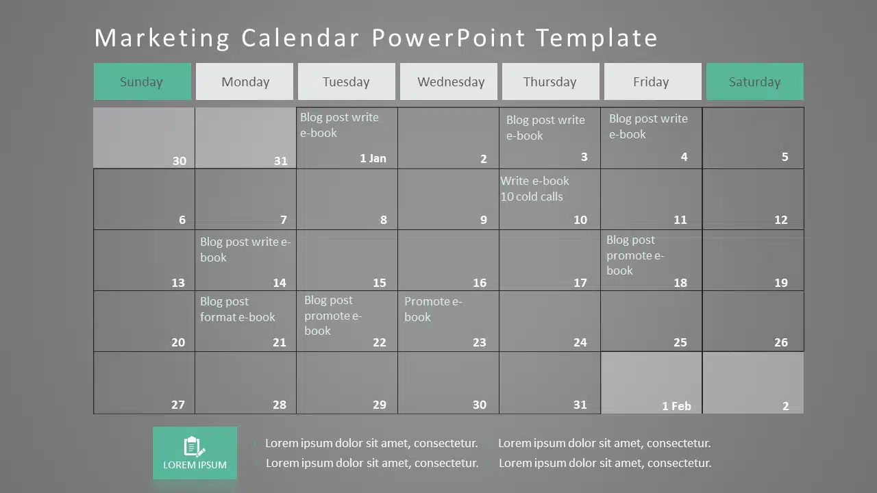 Marketing Calendar 07 PowerPoint Template & Google Slides Theme