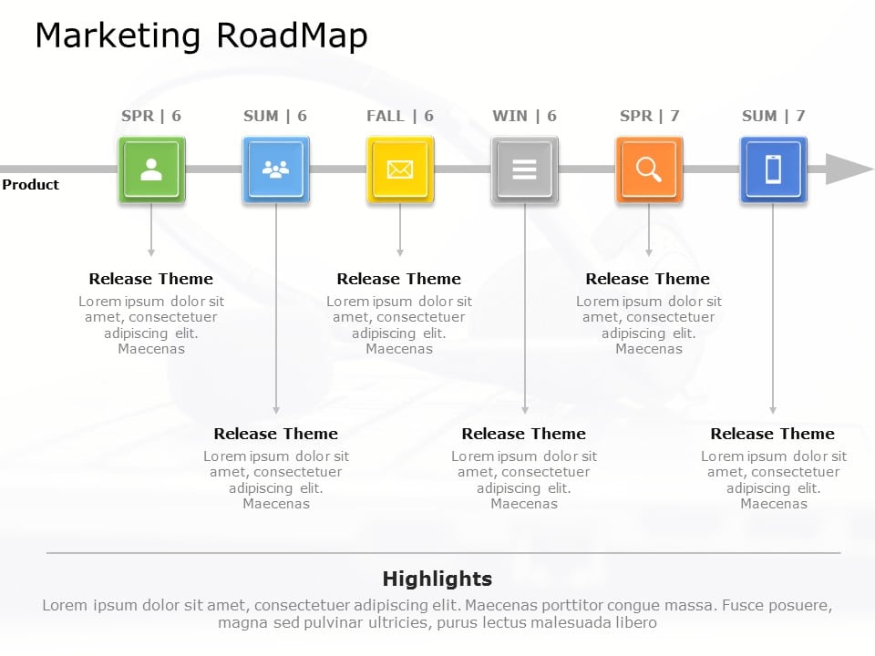 Marketing Product Roadmap PowerPoint Template & Google Slides Theme