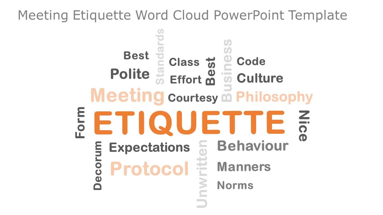 Meeting Etiquette Wordcloud PowerPoint Template & Google Slides Theme