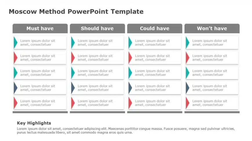 MoSCow Method 04 PowerPoint Template