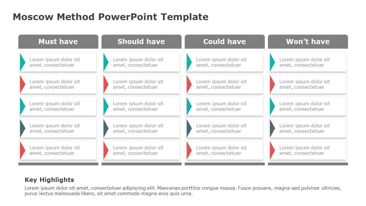 MoSCow Method 04 PowerPoint Template & Google Slides Theme