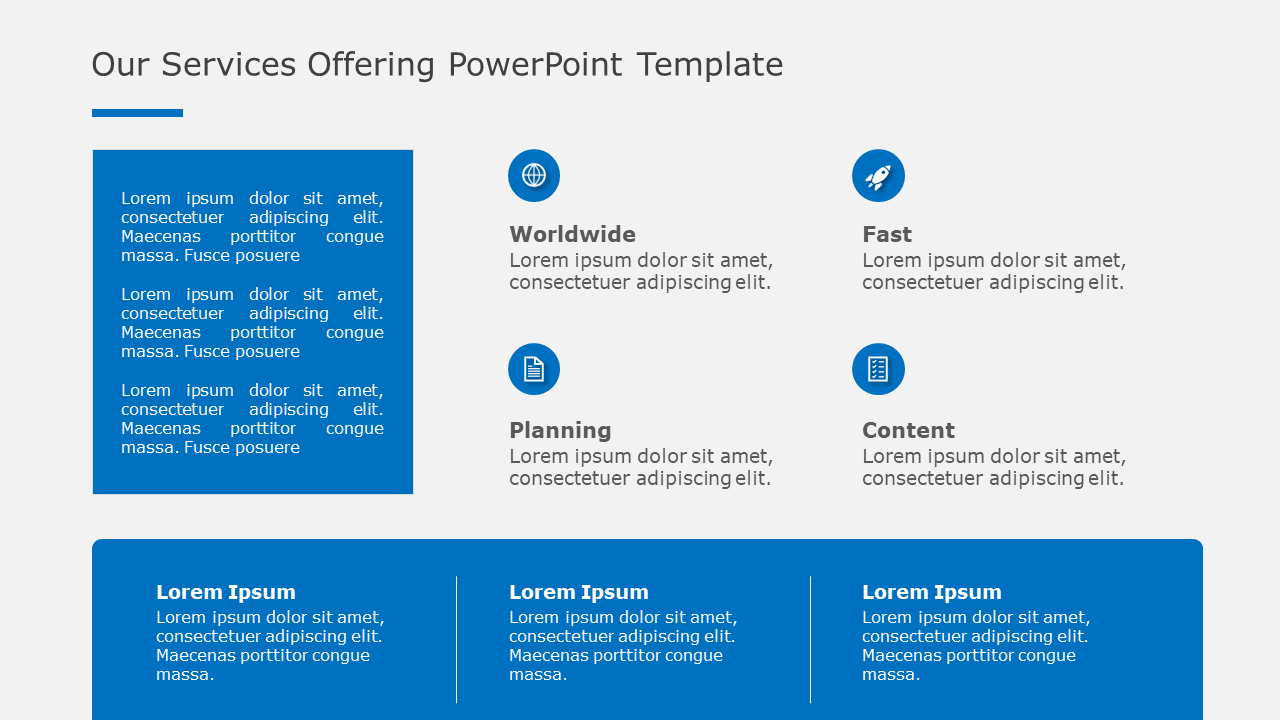 Service Offering Sample Our Services Offering PowerPoint Template