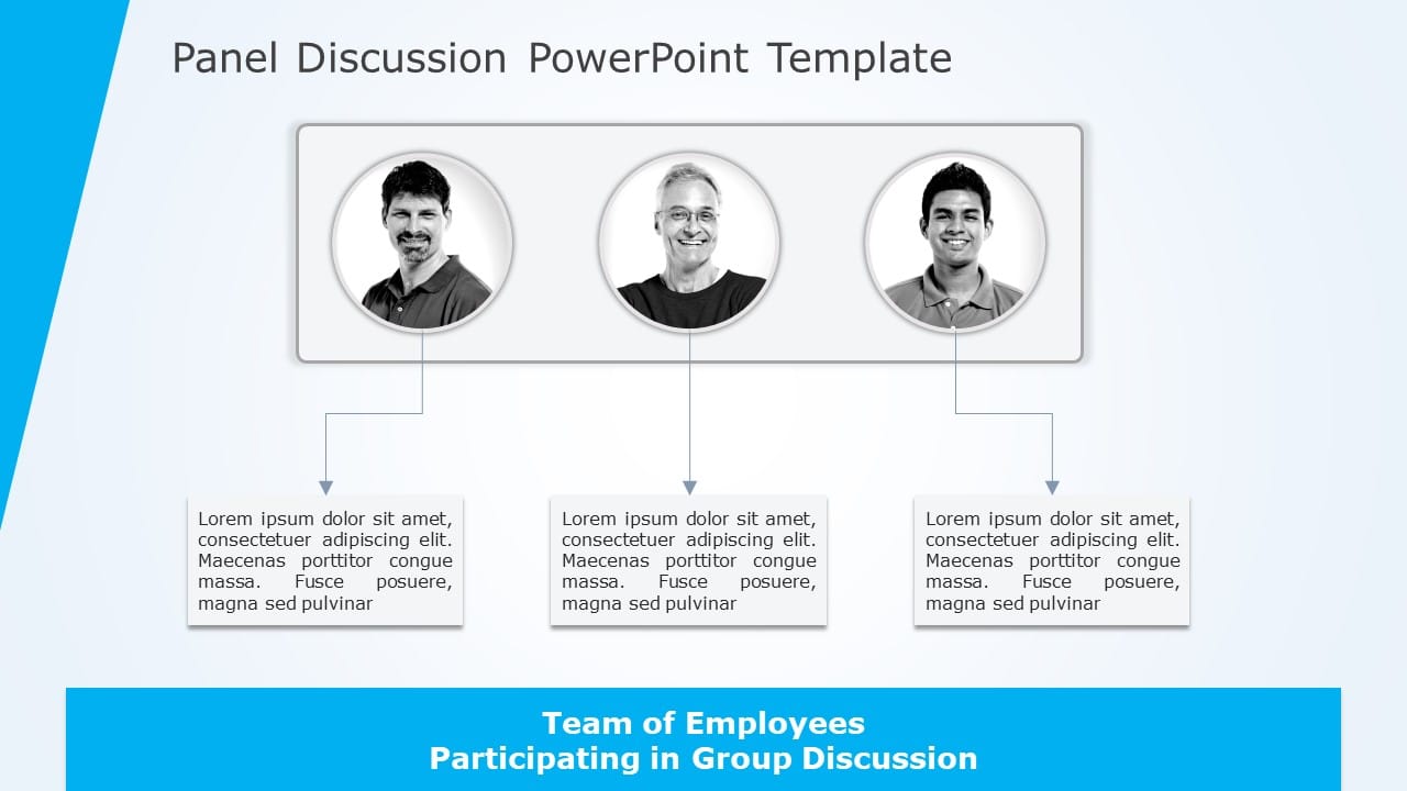 Monochrome Panel Discussion Layout with Circular Portraits Powerpoint ...