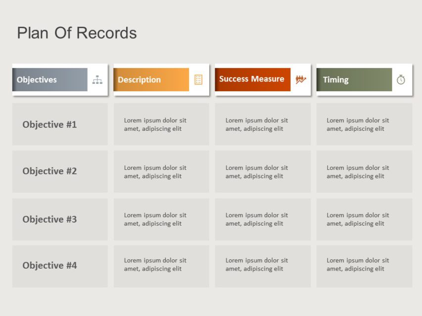 Plan of Records Objectives PowerPoint Template | SlideUpLift