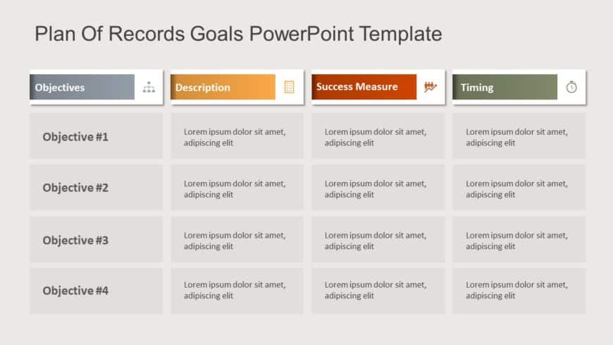 Plan Of Records Goals PowerPoint Template