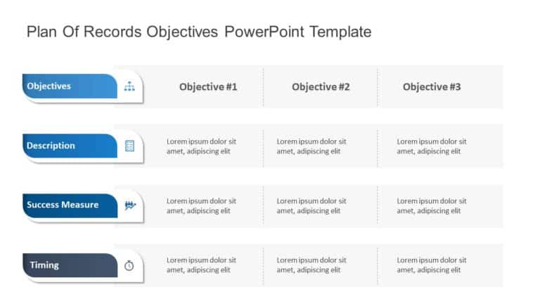 Plan of Records Objectives PowerPoint Template & Google Slides Theme