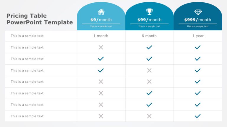 Pricing Table 01 PowerPoint Template & Google Slides Theme