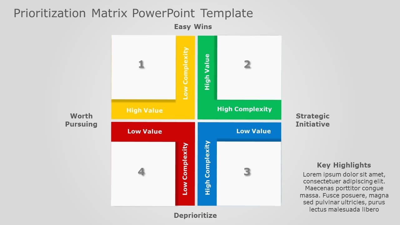 Prioritization Matrix 05 PowerPoint Template & Google Slides Theme