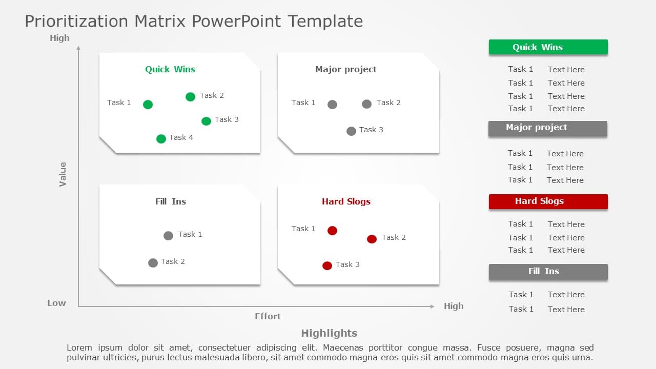 Prioritization Matrix 10 PowerPoint Template & Google Slides Theme