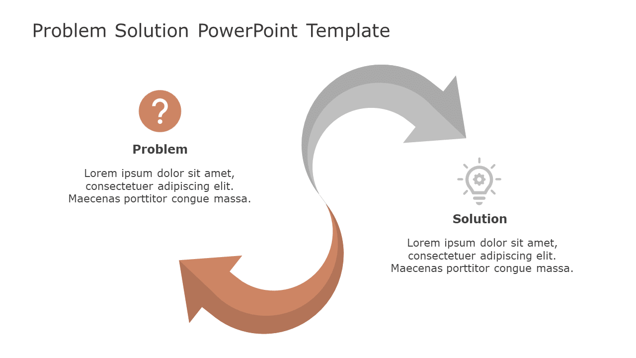 Curved Arrow Problem-Solution Diagram in Earth Tones Powerpoint Template