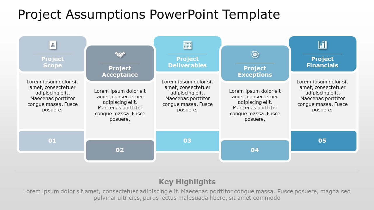 Project Assumptions Graph Blue Gradient Project Assumptions Overview Diagram Powerpoint Template