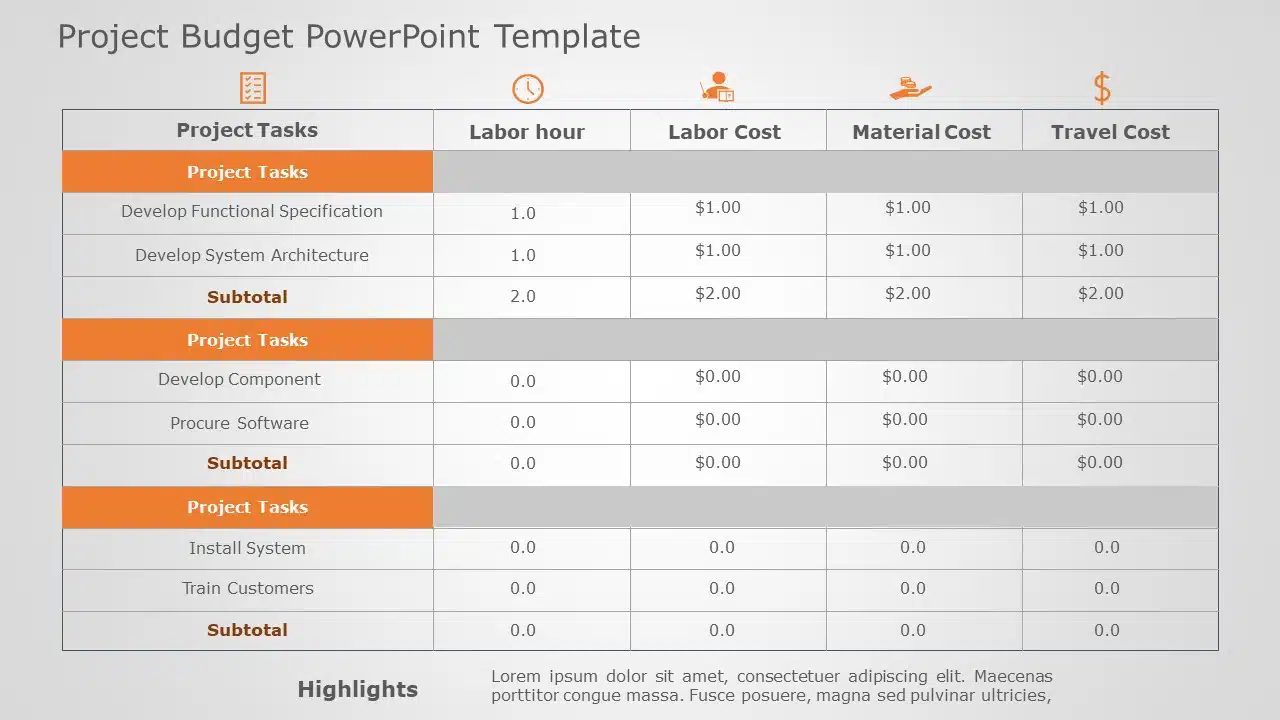 Project Budget 01 PowerPoint Template & Google Slides Theme