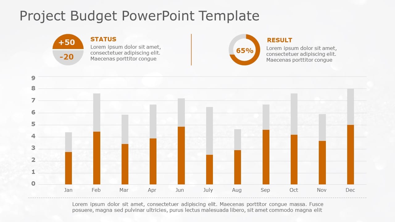 Orange and Gray Project Budget Bar Chart Layout Slide Template