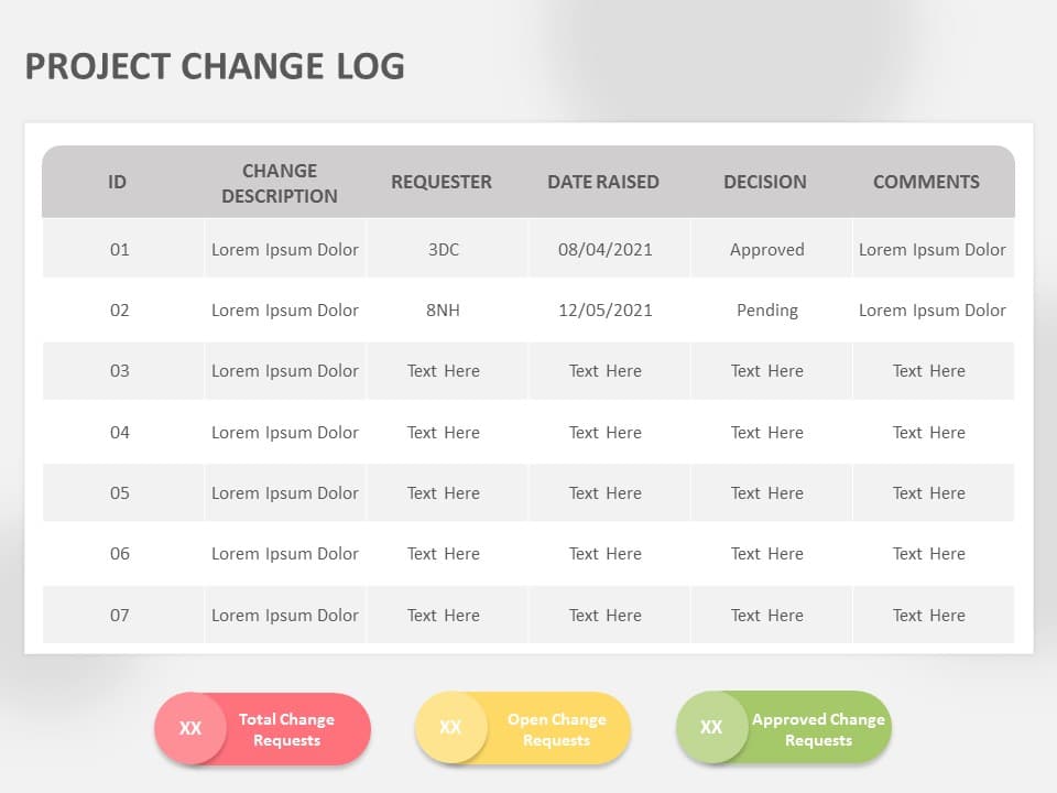 Project Change Log 02 PowerPoint Template & Google Slides Theme
