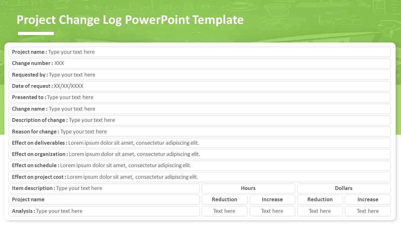 Project Change Log 04 PowerPoint Template & Google Slides Theme