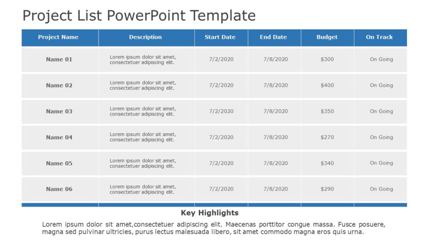 Project List 01 PowerPoint Template