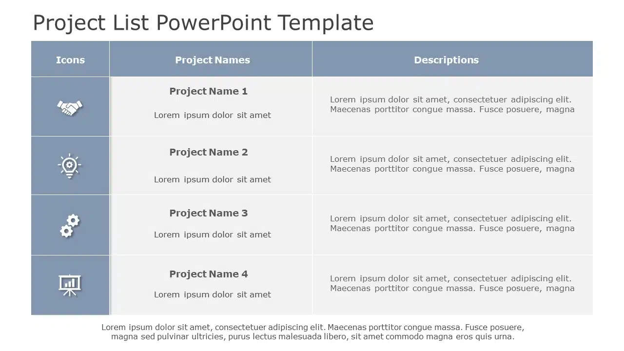 Project List 02 PowerPoint Template & Google Slides Theme