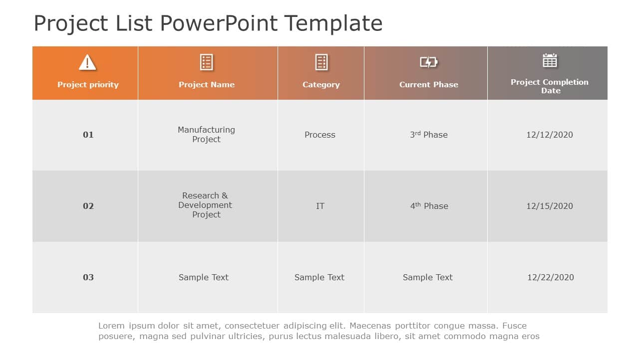 Project List 03 PowerPoint Template & Google Slides Theme