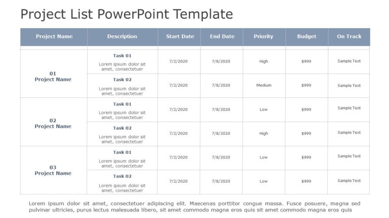 Project List 04 PowerPoint Template & Google Slides Theme