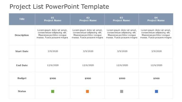 Project List 05 PowerPoint Template & Google Slides Theme