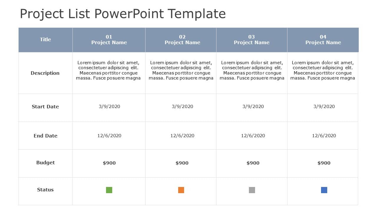 Project List 05 PowerPoint Template & Google Slides Theme