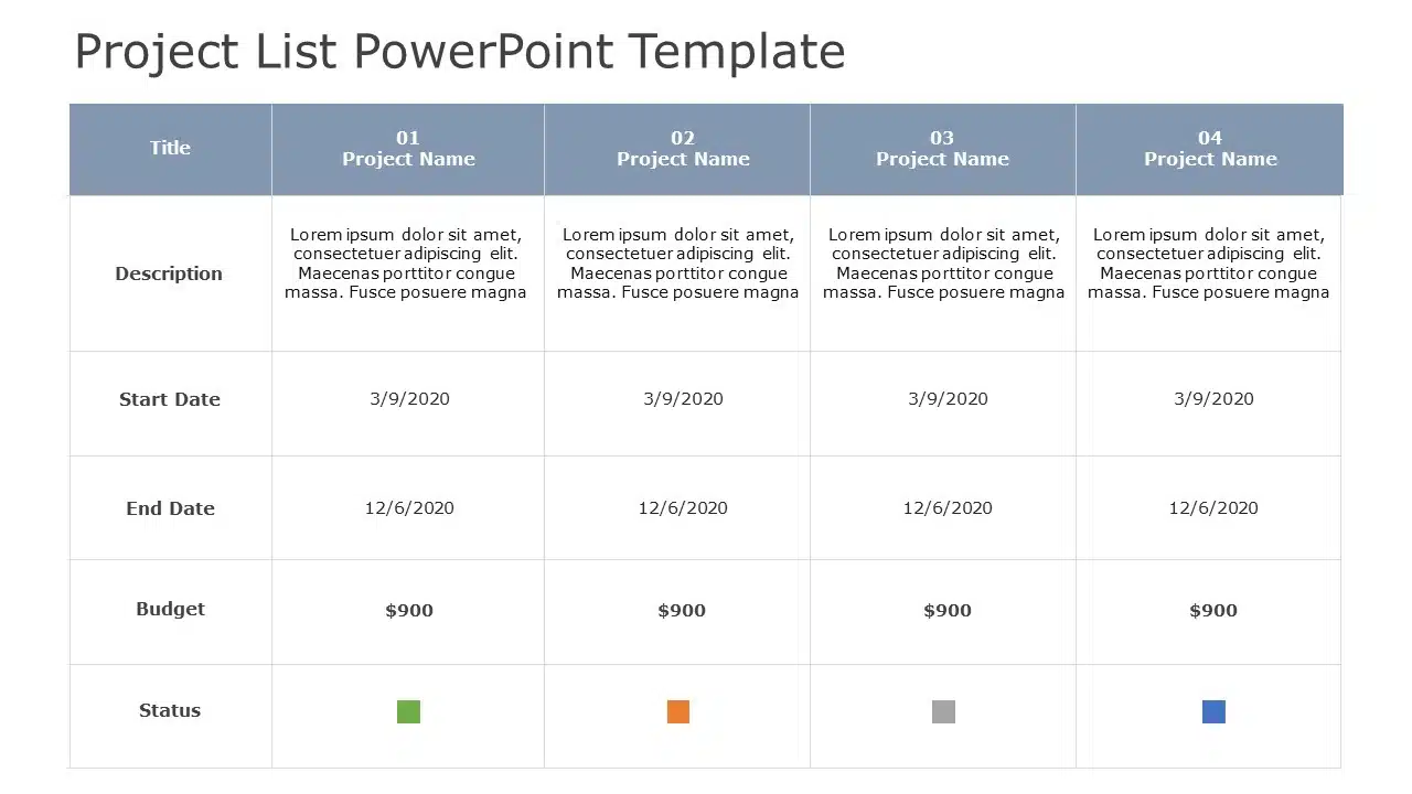 Project List 05 PowerPoint Template & Google Slides Theme