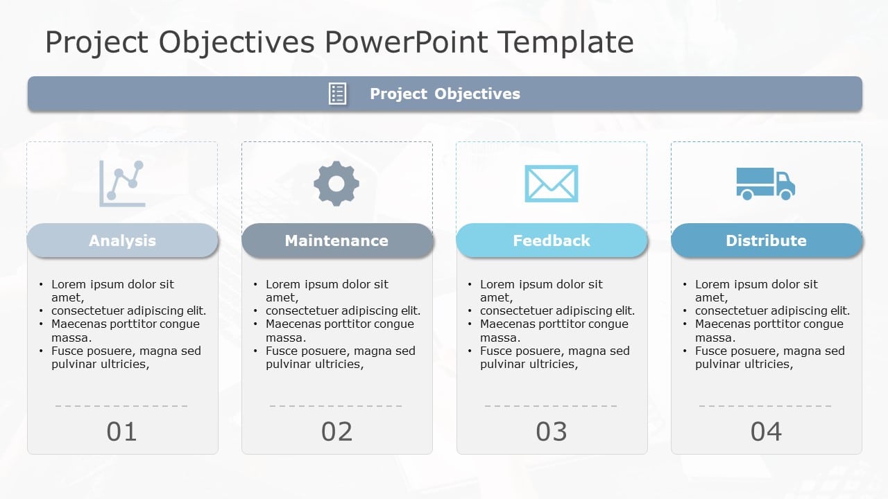 Blue and Gray Project Objectives Infographic with Icon Highlights ...