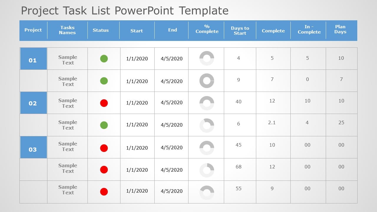 Blue and Gray Project Task Tracker Table for Status Monitoring ...