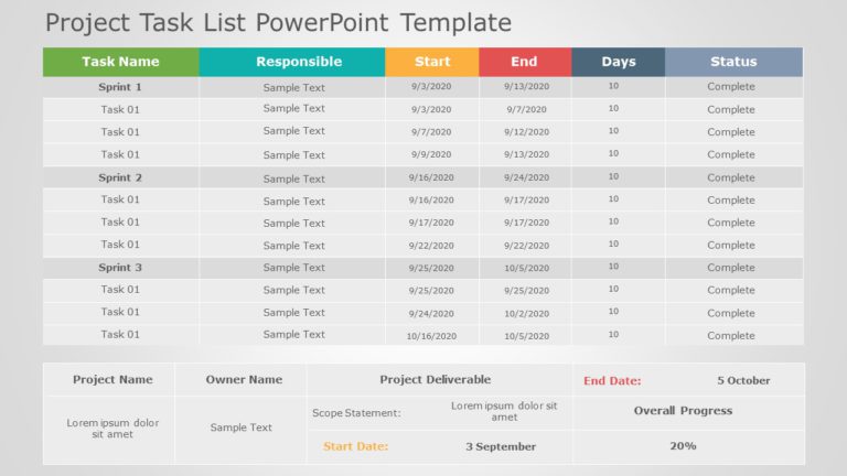 Project Task List 02 PowerPoint Template & Google Slides Theme