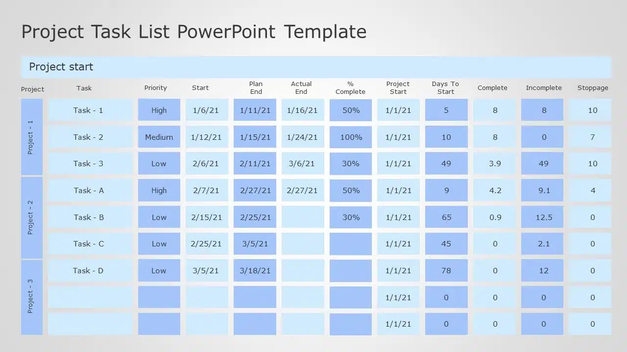 Project Task List 04 PowerPoint Template & Google Slides Theme