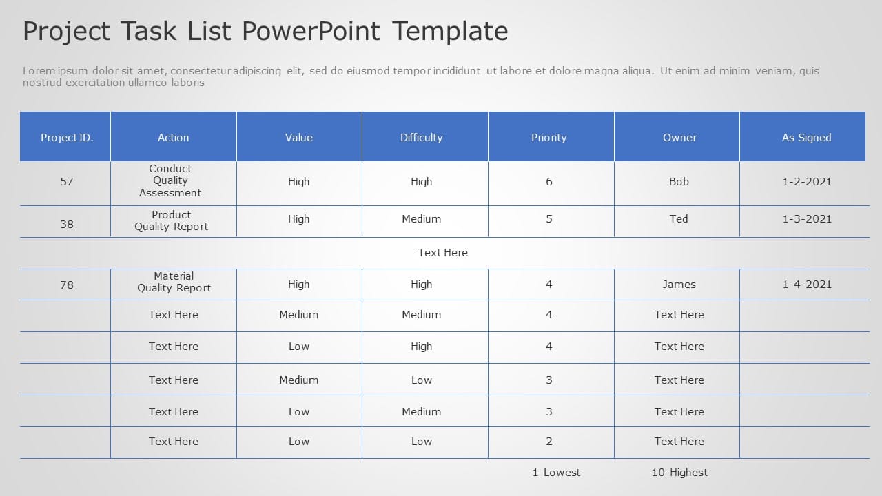 Project Task List 05 PowerPoint Template & Google Slides Theme
