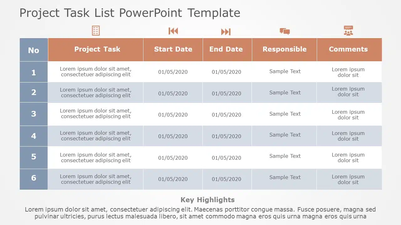 Project Task List 09 PowerPoint Template & Google Slides Theme