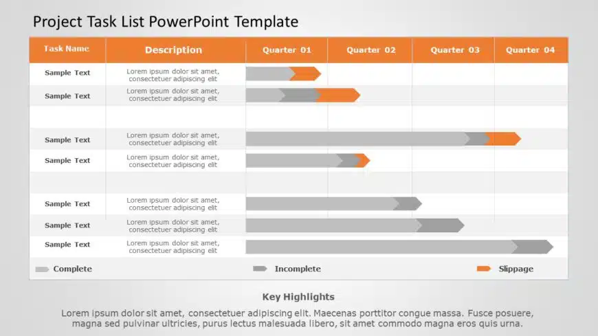 Project Task List 10 PowerPoint Template