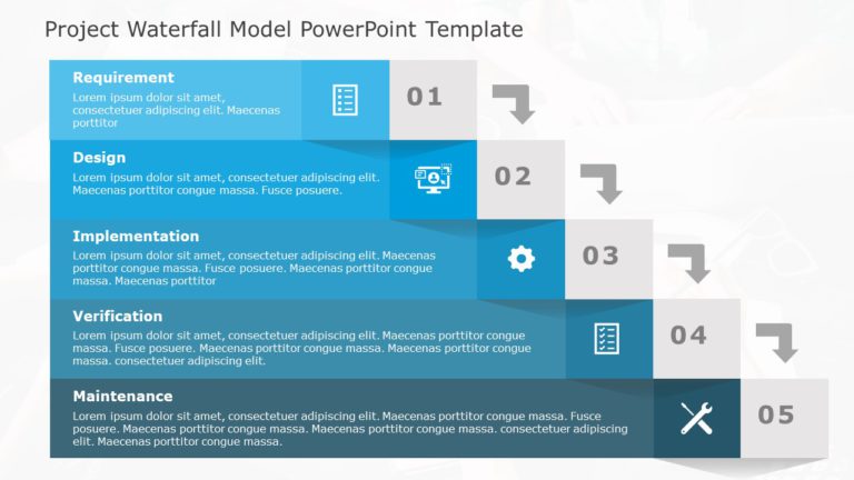 Project Waterfall Model PowerPoint Template & Google Slides Theme