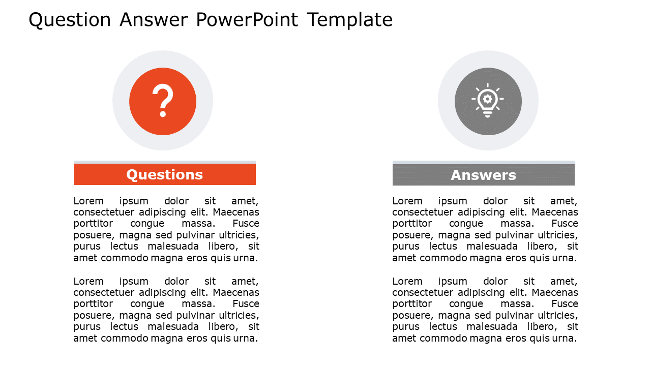 Orange and Gray Q&A Comparison Layout Slide Template