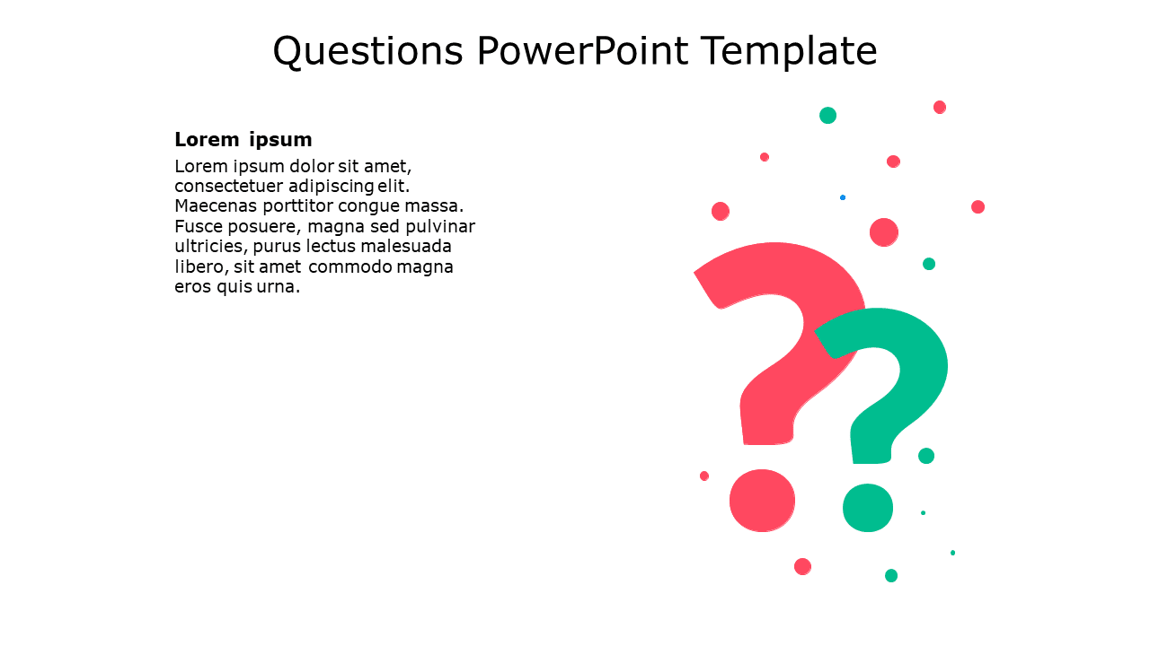 Vibrant Question Mark Slide in Red and Green Accents Powerpoint Template