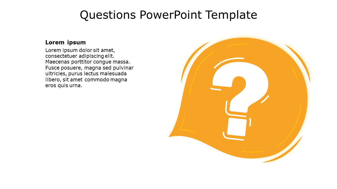 Questions Sticker Presentations Orange Speech Bubble Question Slide Design Slide Template