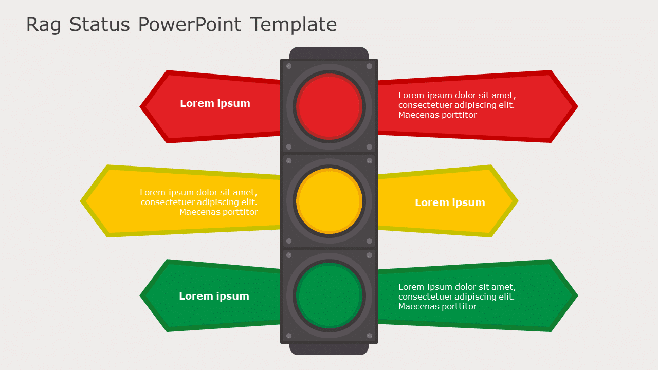 Project Traffic Rag Traffic Light RAG Status Diagram in Red, Yellow, and Green Slide Template