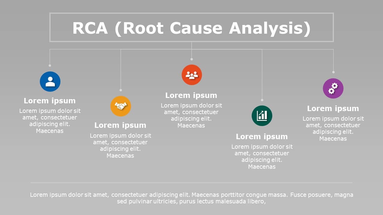 Simple Rcca Template Gray Root Cause Analysis Diagram with Colorful Icons Slide Template