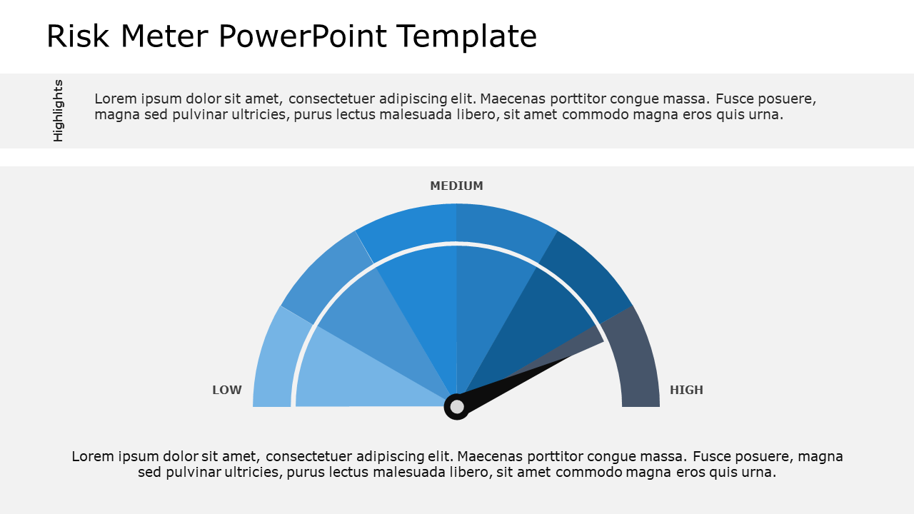 Blue Gradient Risk Assessment Gauge Diagram Presentation Template