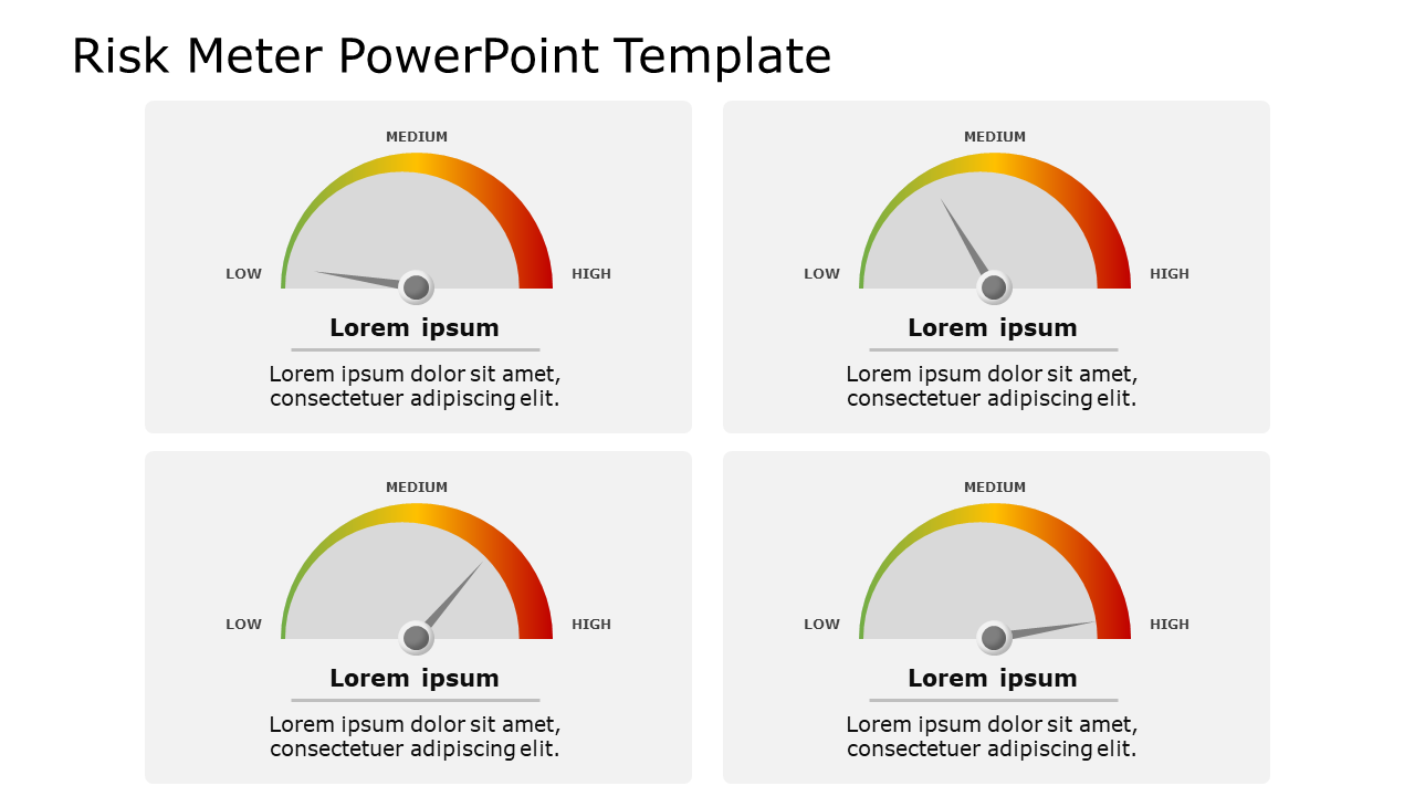 Gradient Risk Meter Dashboard in Red, Yellow, and Green Slide Template