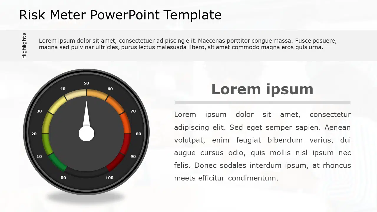 Risk Meter 10 PowerPoint Template & Google Slides Theme