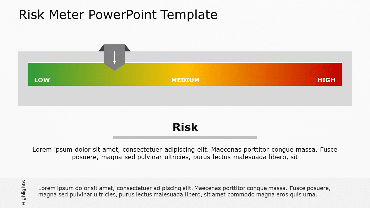 Gradient Risk Level Indicator in Red, Yellow, and Green Slide Template