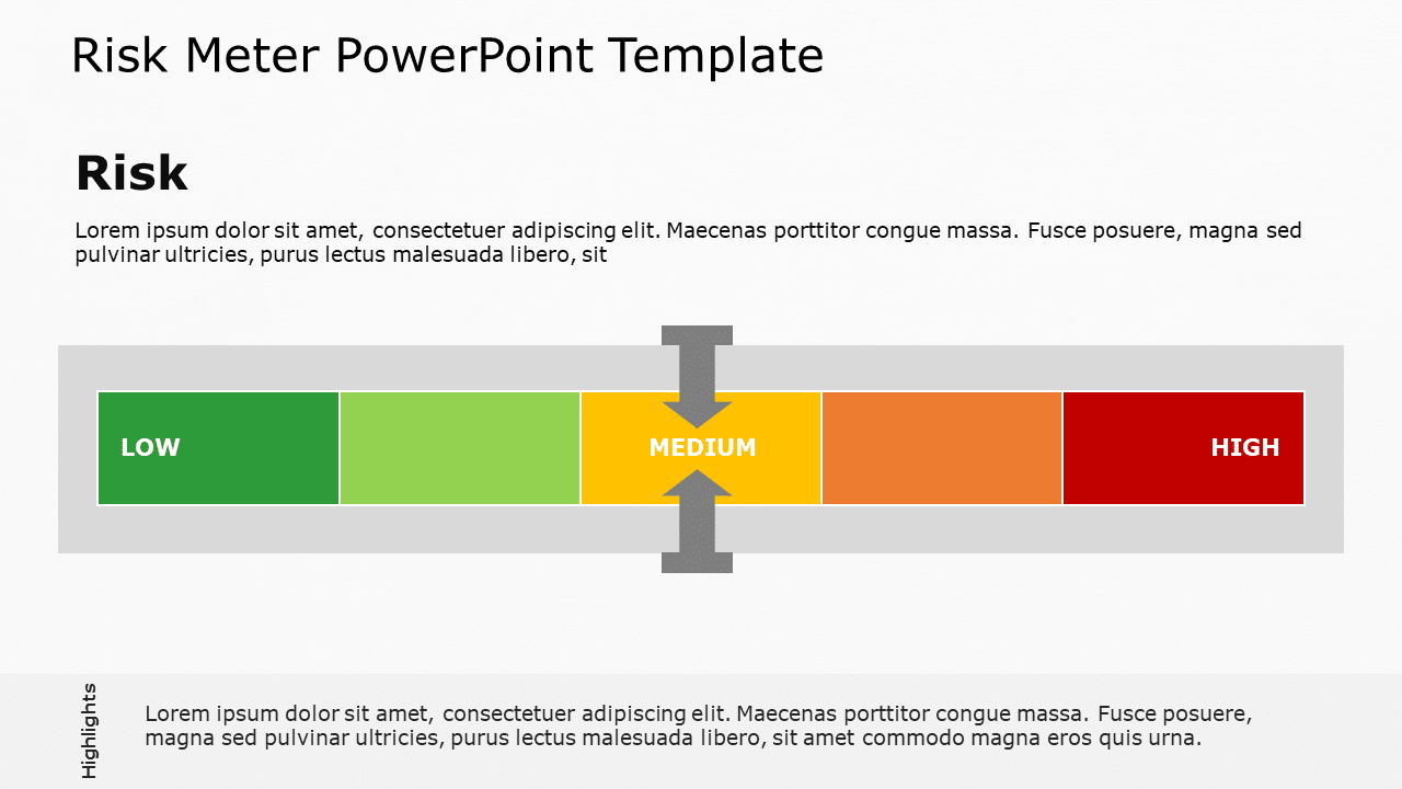 Colorful Horizontal Risk Level Indicator in Gray Frame Presentation ...