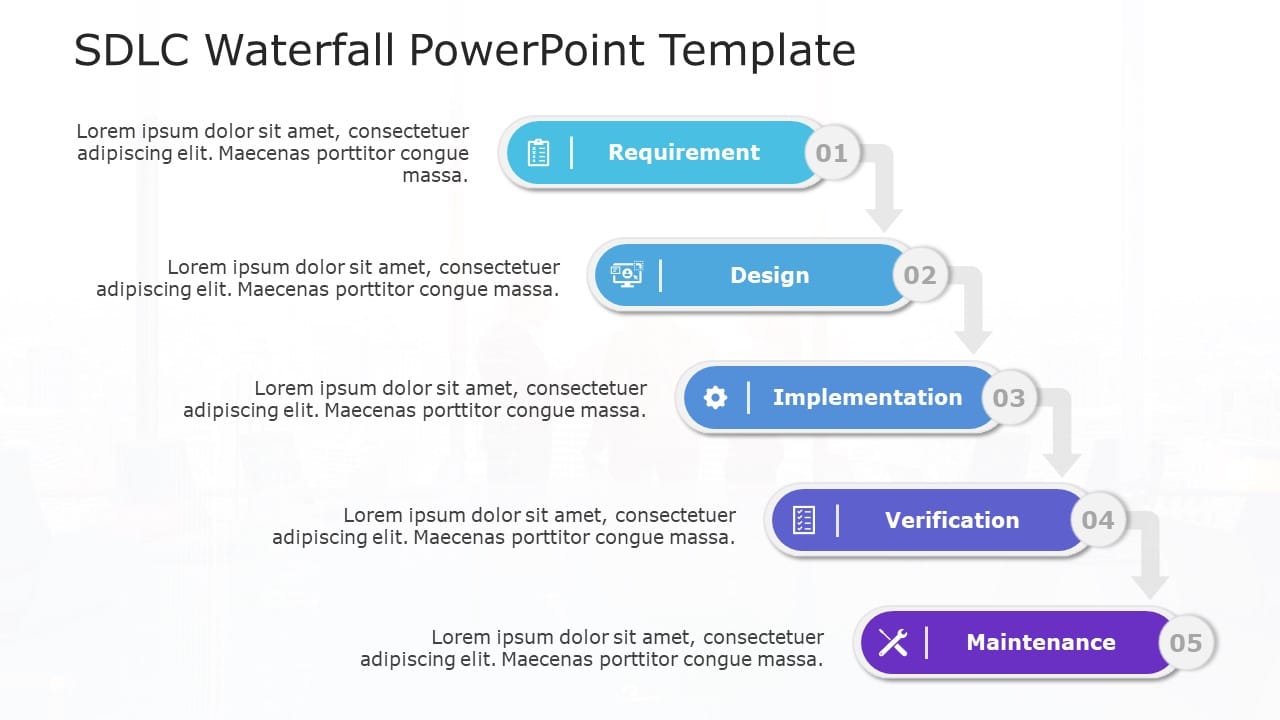 SDLC Waterfall PowerPoint Template & Google Slides Theme