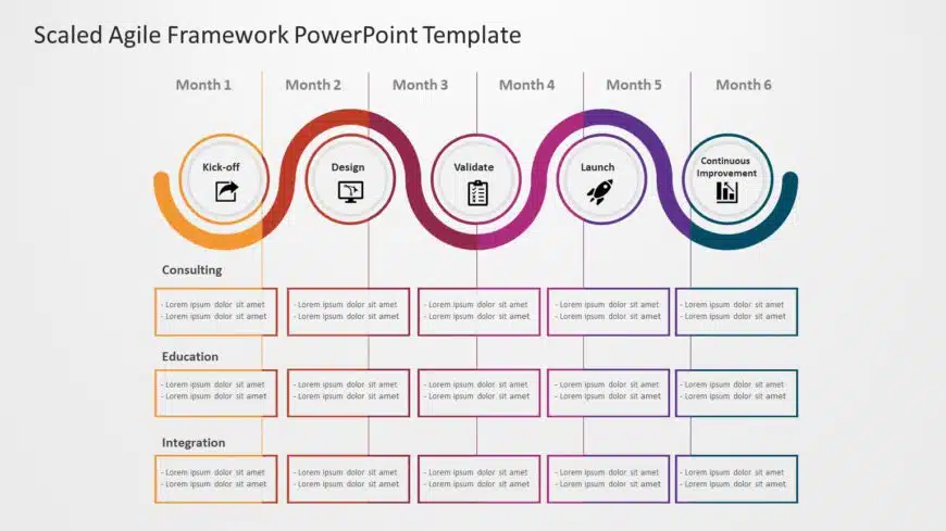 Gradient Circular Agile Timeline for Project Phases Slide Template