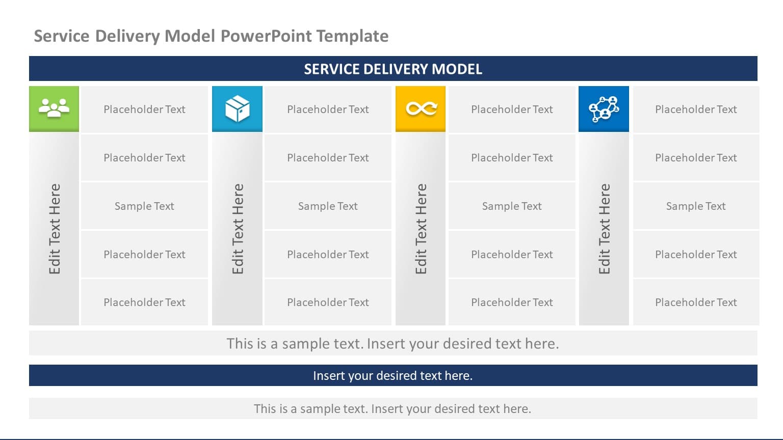 Colorful Service Delivery Model Layout with Icon Highlights Powerpoint ...