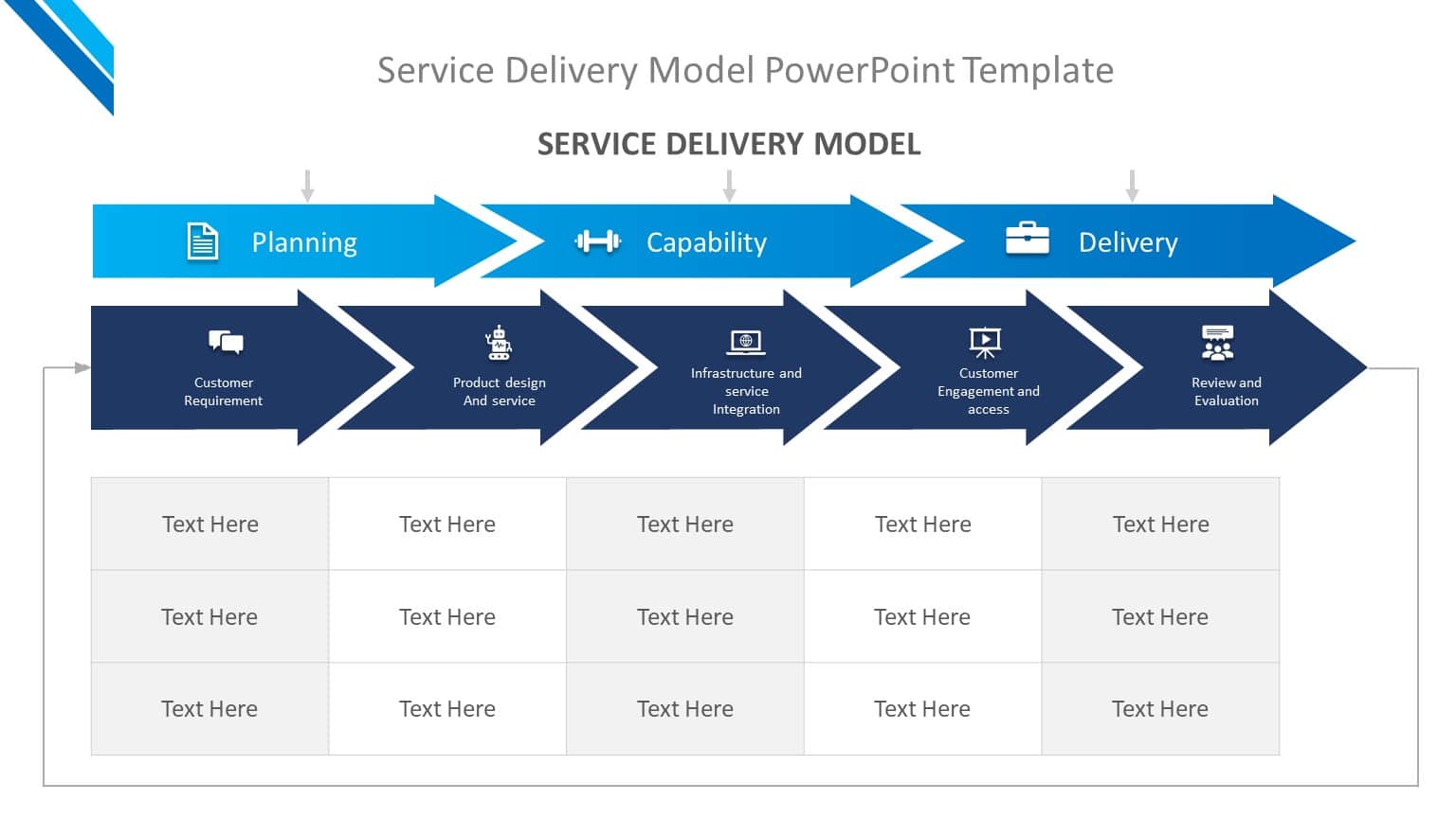 Delivery Service Flow Chart Example Blue and Navy Service Delivery Flowchart with Icon Highlights ...